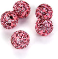 100pcs Adabele Grade A Suncatcher Crystal Rhinestone Pave Loose Beads 12mm Rose Pink Polymer Clay Disco Ball Spacers Compatible with Shamballa All Craft Jewelry Making DB12-3