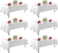 6 Pack White Table Cloth Rectangle 60 x 126 Inch Tablecloths for 6 Foot Rectangle Tables. Stain and Winkle Resistant Polyester Washable White Table Cloths for Parties Wedding Dining