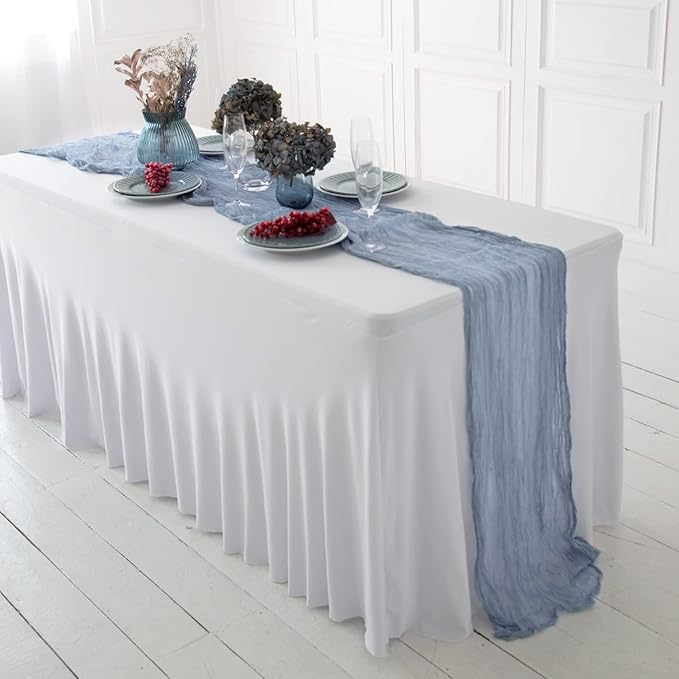 Dusty Blue Cheesecloth Table Runner 141 in Long, Blue Gauze Table Runner, Cheese Cloth for Wedding Decoration, Boho Baby Boho Baby Shower