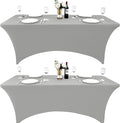 115 2-Pack 8ft Spandex Table Covers for Rectangle Folding Tables - Washable Elastic Tablecloth - Ultimate Fitted Table Protector for Parties, Banquet, and Wedding