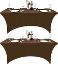 2-Pack 4ft Spandex Table Covers for Rectangular Folding Tables - Wrinkle Resistant Stretch Tight Table Cloths - Ultimate Fitted Table Protector for Parties, Banquet, and Wedding