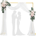Backdrop Stand, 6.6FT x 6.6FT Backdrop Stand Heavy Duty, Gold Pipe and Drape Stand with Base Square Metal Arch Frame for Wedding, Birthday Party, Baby Shower Decorations