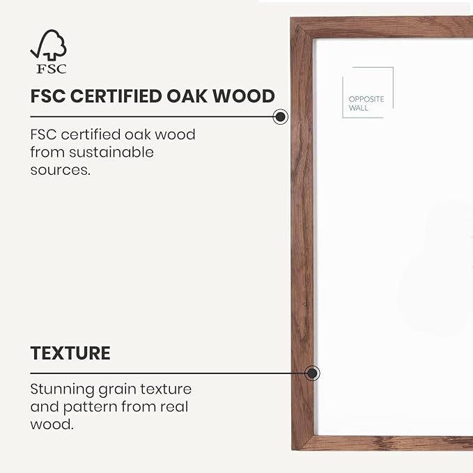 Opposite Wall - 50x70 cm - Dark Oak Wood Picture Frame - Lightweight, Versatile & Shatterproof - Wall Hanging Photo or Poster Frame - Wall Decor for Office, Gallery & Home, 19 3/4 x 27 1/2 in - 2 Pack