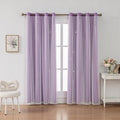 Ombre Rainbow Blackout Curtains for Kid Girls Bedroom Living Room Darking Stripe Double Layer Star Cut Out Wall Home Decor Gradient Grommet Window Curtains (Purple 72L)