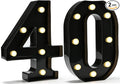 Pooqla Decorative Led Light Up Number Letters, Black Plastic Marquee Number Lights Sign for 40th Birthday Party Wedding Decor Battery Operated Black Number 40