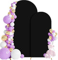 Wedding Arch Cover 6FT 7.2FT Arch Backdrop Cover Fitted Spandex Covers Set of 2 Round Top Chiara Arches Backdrop Stand Covers for Party Birthday Decoration（Black