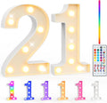 Pooqla 21st Birthday Decorations for Her Him, 35 Colors LED Light Up Numbers with Remote, Multicolor Marquee Numbers 21 Sign for Party Wedding Anniversary Decor 21st Birthday Gift, Number 21