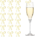 PATIKIL 50 Pcs Bow Drink Tags, Acrylic Wine Glass Charms Reusable Drink Markers for Party Wedding Birthday and Events Accessories, Mirror Gold