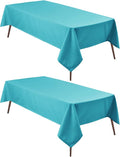 Hiasan 2 Pieces Turquoise Rectangle Tablecloth - Water Resistant and Spillproof Dining Room Washable Fabric Table Cloth for Dining Room, Polyester, 60 x 84 Inch