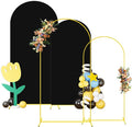 Wedding Arch Backdrop Stand and Cover Set of 2 6FT 7.2FT Black Spandex Fitted Stretchy Arch Stand Covers for Gold Metal Stand Round Top Chiara Backdrop Cover for Birthday Party Decorations