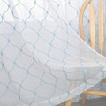 Embroidery Sheer Curtains Blue 63 Inches, Rod Pocket Voile Drapes for Living room, Bedroom, Window Treatments Wave Diamond Semi Crinkle Curtain Panels for Yard, Patio, Villa, Set of 2, 52"x 63".