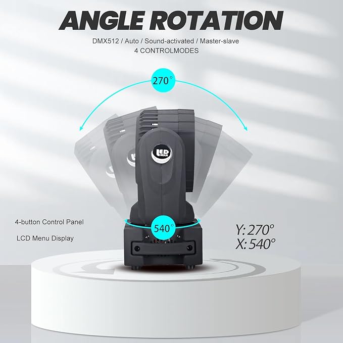 Moving Head Light Beam Wash 12x12W LED Stage Lighting RGBW 4in1 Professional DMX 512 Strobe Effect Sound Activated DJ Lights for DJ Night Clubs Disco KTV Bar Show (2 Pack)