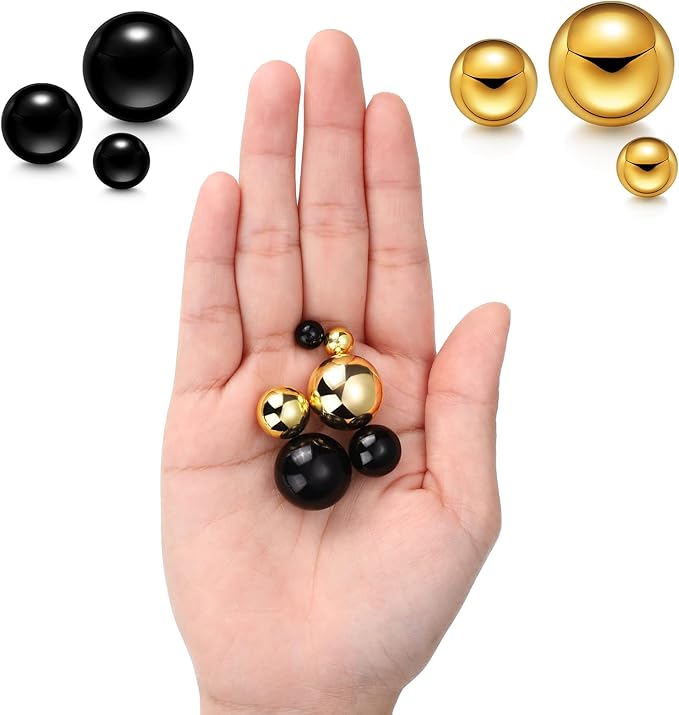 150 Pieces Vase Filler Faux Pearls Vase Makeup Beads No Hole Gloss Bead Mixed Sizes Round Pearl for Home Party Wedding Decor, 8/14/20 mm(Gold, Black)