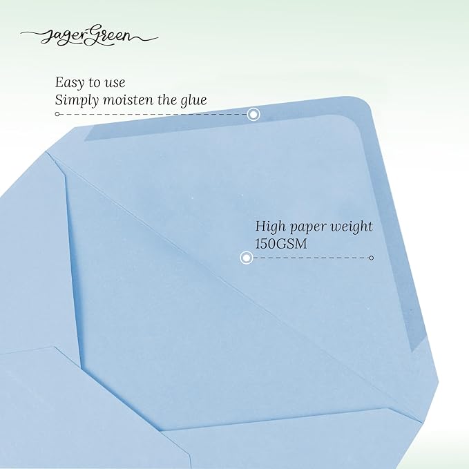 50 Pack 5x7 Envelopes Letter Size, Blue A7 Envelopes Self Seal for Wedding Invitation, Envelope 5.4x7.6 for Greeting Cards, Photos, Baby Shower, Graduation, Thank You Cards, Announcements