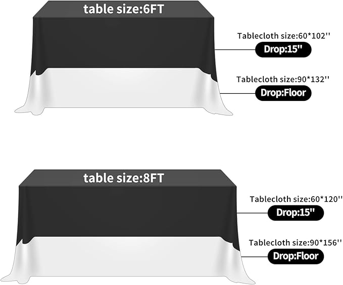 Rectangle Tablecloth 60x102 inch Washable Polyester Fabric Table Cloth for Wedding Party Dining Banquet Decoration（60x102, Black）