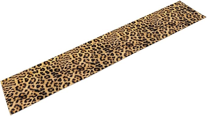 Leopard Print Dinning Table Runner, Cotton Linen Rustic Cottage Country Farm Safari Wildlife Fur Print Table Runners for Table Dresser Runner Dinning Kitchen Party Holidays Home, 13x90 Inch