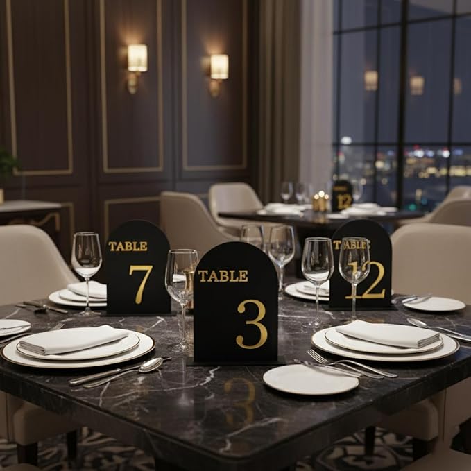 Arch Wedding Table Numbers 1-20 with Stands, 5" X 7" Double Sided Acrylic Wedding Sign Holders, Durable Non-Fading Table Number for Wedding Reception, Events, and Centerpieces