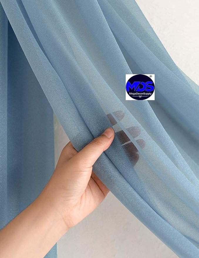MDS Halloween Chiffon Draping Fabric - 2 Panel, 30" Wide x 100ft Long - Sheer Spooky Arbor & Canopy Drapery for Haunted House Backdrops, Party Ceilings, DIY Costumes & Themed Events - Dusty Blue