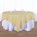 Efavormart 90" Square Polyester Table Overlay for Wedding Kitchen Dining Events - Champagne