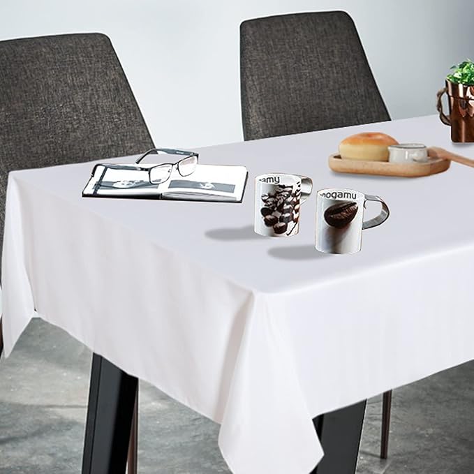 Fitable Square Tablecloth 60x60 inch Tablecloth Stain and Wrinkle Resistant Washable Polyester Table Cloth for Buffet Parties and Camping, White