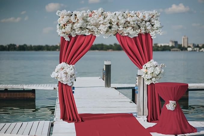 Joydeco Christmas Red Backdrop Curtain for Parties, Photography Backdrop Drapes for Wedding Background Decorations, Wrinkle Free 5ft x 10ft Set of 2 Panels Curtains with Rod Pockets