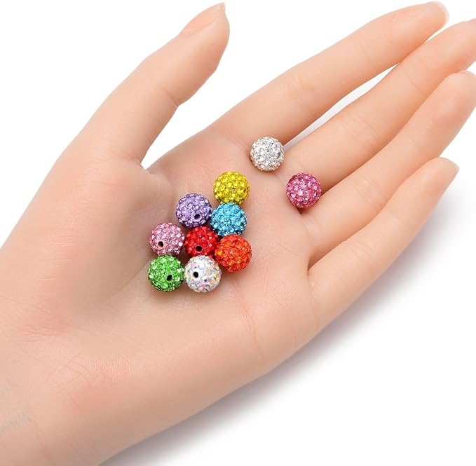 50pcs Adabele Grade A Suncatcher Crystal Rhinestone Pave Loose Beads 10mm Citrine Yellow Polymer Clay Disco Ball Spacers Compatible with Shamballa All Craft Jewelry Making DB10-29