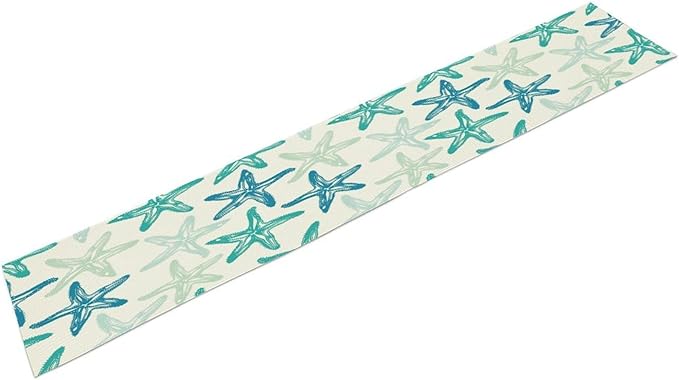 Starfish Plaid Table Flag Green Plaid and Marine Life Starfish Kitchen Table Flag Suitable for Birthday Party Restaurant Decoration Outdoor Picnic 13 * 90 Inch