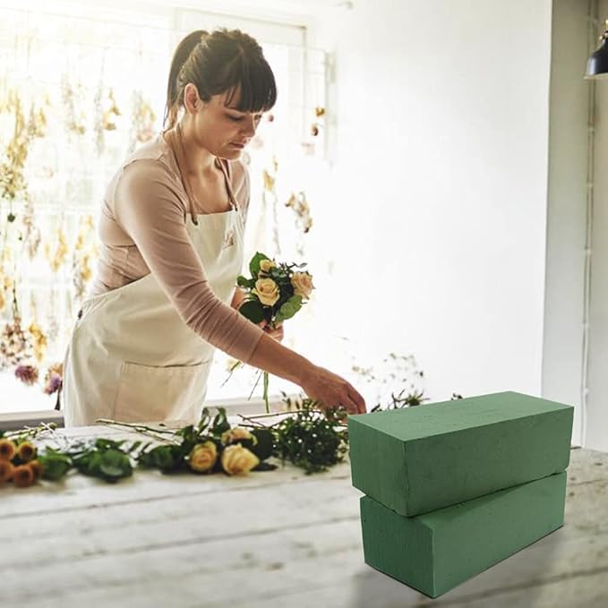 KIMOBER Wet Floral Foam Bricks,Large 9''Lx4''Wx3''H Green Foam Blocks for Flower Arrangement, Wedding,Party Decoration, Pack of 6