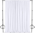 DWCN 10x8 FT White Backdrop Curtains for Parties, Photography Backdrop Drapes with Rod Pockets for Wedding Decorations Stage Birthday Family Gatherings, 2 Panels 5ft x 8ft