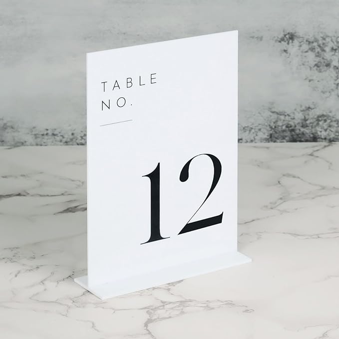JINMURY White Wedding Table Numbers 1-30 with Stands, 5"x7" White Acrylic Table Numbers, Perfect for Wedding Reception, Party, Anniversary, Event