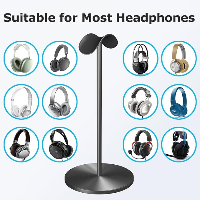Headphone for Desk Hanger Holder Organizer Keeper Racks Storage Mount Gaming Headset Stand Premium Functional Craftmanship Headset Stand (Metal)