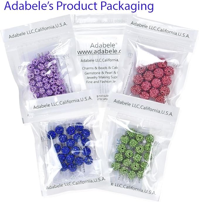 50pcs Adabele Grade A Suncatcher Crystal Rhinestone Pave Loose Beads 10mm Clear AB Polymer Clay Disco Ball Spacers Compatible with Shamballa All Craft Jewelry Making DB10-2