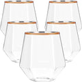 40 count Diamond Unbreakable Stemless Plastic Wine Champagne Whiskey Glasses Elegant Durable Disposable Indoor Outdoor Ideal for Home, Office, Bars, Wedding, 12 Ounce Cups Rose Gold Rim (Rose Gold)