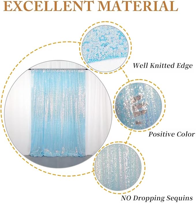 ShinyBeauty 20x10FT Iridescent Aqua Backdrops Glitter Fabric Backdrop | Mermaid Blue Sequin Curtain | Photographic Studio Background | Sparkling Event Decor