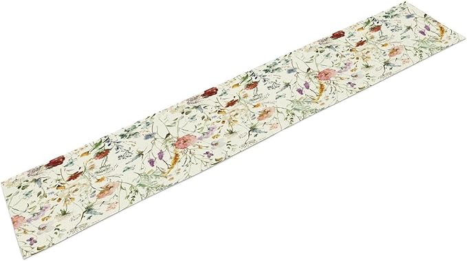 Floral Butterfly Table Runner,Rustic Colorful Flower Botanical Watercolor Pattern Print Burlap for Hotel Indoors Outdoor Dining Room Kitchen Holiday Party, 13x80in