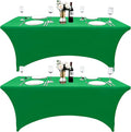 2-Pack 8ft Spandex Table Covers for Rectangle Folding Tables - Washable Elastic Tablecloth - Ultimate Fitted Table Protector for Birthday Parties, Trade Shows, Banquet