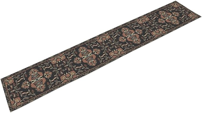 Boho Paisley Farmhouse Table Runner, Vintage Red Blue Retro Flower Rustic Country Style Floral Print Pattern for Home Kitchen Table Decor Dining Coffee Room Garden Party Decor 13x60in