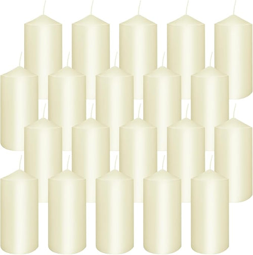 20 Packs 2 x 4 Premium Sense Unscented Ivory Tall Pillar Candles, Soy Wax for Candlelight Dinner, Home Decor, Party, Wedding.