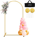Heavy Duty Metal Arch Backdrop Stand, 6.6FT Stable Gold Arch Stand with Ground Stakes and Water Bags, Balloon Arch Stand for Wedding Party Baby Shower Photo Flower Arch Decration (6.6FT)
