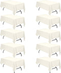 BRILLMAX 10 Pack Ivory Tablecloths for 6 Foot Rectangle Tables 60 x 102 Inch - 6ft Rectangular Bulk Linen Polyester Fabric Washable Cloth Cover for Wedding Reception Banquet Birthday Party