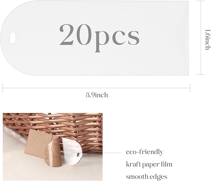 UNIQOOO 20 Pcs Clear Acrylic Place Cards, 3.9x1.6 inches DIY Blank Hanging Tags, Perfect for Wedding Table Decor, Birthday, Centerpiece, Decoration, Party, Anniversary, Event