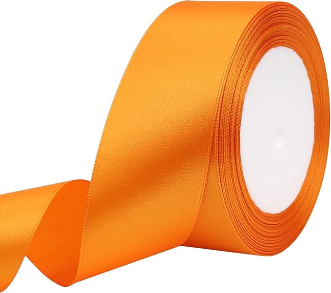 Orange Solid Satin Ribbon 1-1/2 Inch 25 Yards Solid Polyester Fabric Ribbon for Gift Wrapping Wedding Christmas Baby Shower Birthday Party Decoration Handmade Immortal Flower Craft