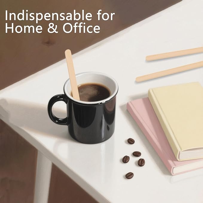 1000 Pack Birch Wood Coffee Stirrers, 7.5 Inch Sturdy Coffee Stir Sticks, Smooth Round Ends, Splinter-Free Disposable Stir Sticks for Coffee, Cocktails, Office, Home Use