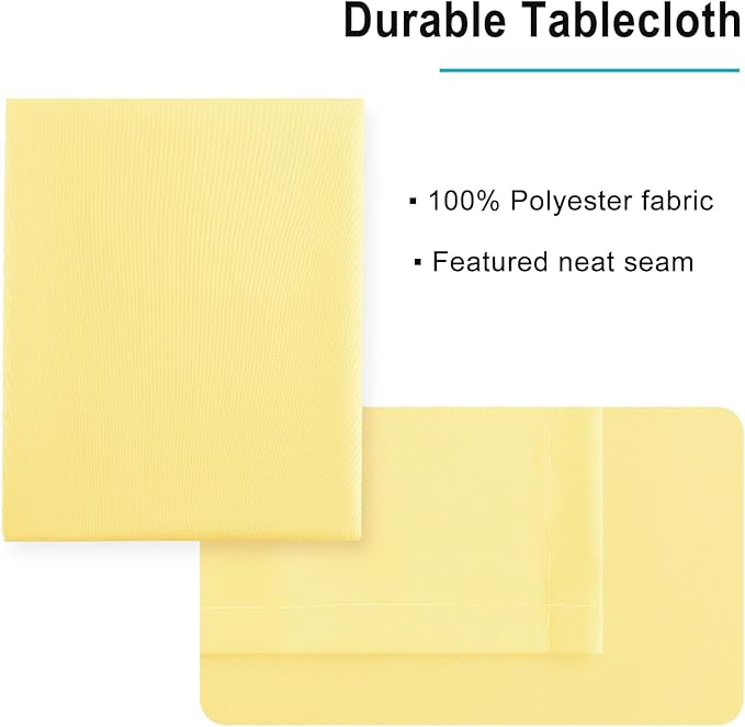 Hiasan Light Yellow Tablecloth for Rectangle Tables - Waterproof and Spillproof Washable Fabric Table Cloth for Dining Room Kitchen Party, 60 x 120 Inch