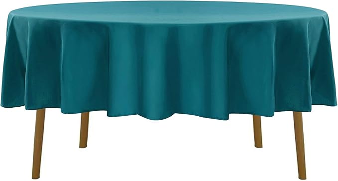 90 inch Round Tablecloth Washable Polyester Table Cloth Decorative Table Cover for Wedding Party Dining Banquet（90 inch,Teal）