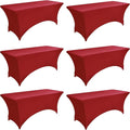 6-Pack 6ft Spandex Table Covers for Rectangle Standard Folding Tables - Wrinkle Resistant Stretch Tablecloths - Ultimate Fitted Table Protector for Parties, Trade Shows, Wedding