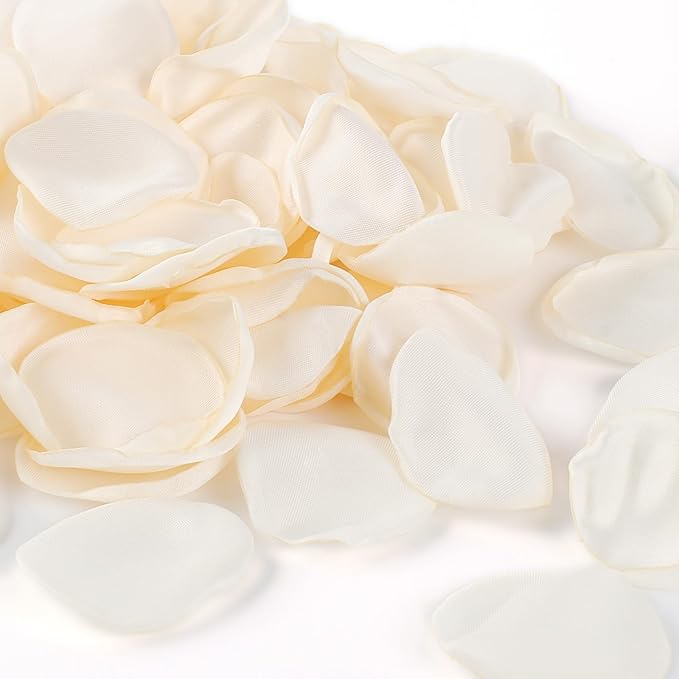 300pcs Cream Rose Silk Petals for Wedding, Bridal Shower Decor, Flower Girl Basket, Table Centerpieces, and Romantic Night Scatter