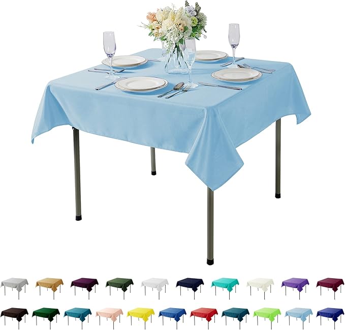 Cupuamon Square Tablecloth 52x52 inch Washable Polyester Fabric Table Cloth for Wedding Party Dining Banquet Decoration（52x52,Blue Mist）