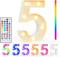 Pooqla Colorful Lighted Numbers with Remote, 35 Colors Light Up Numbers for Party, RGB LED Marquee Number Lights Gift for 5th Birthday Decorations, Wedding, Bar, Night Light, Home Decor, Number 5