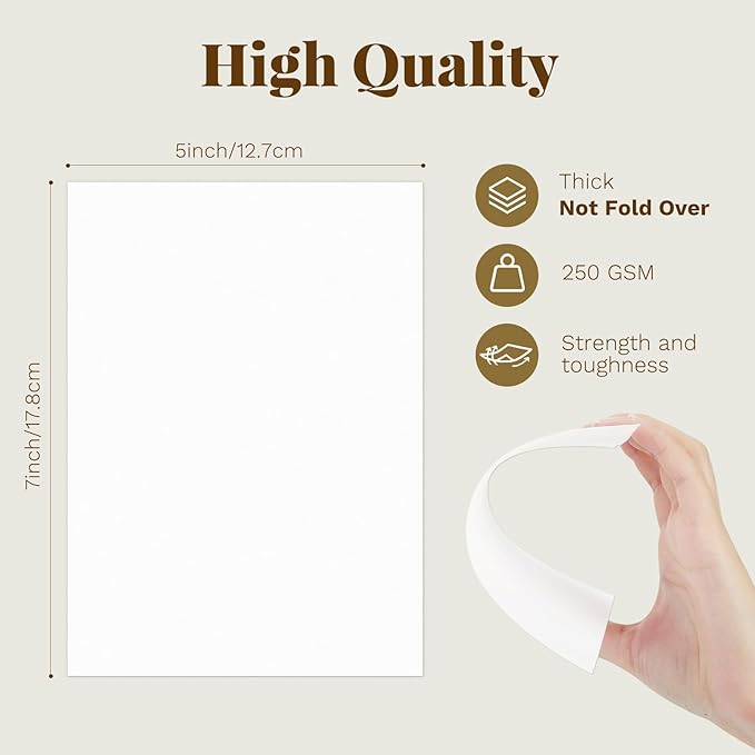 Goefun Blank Note Cards (Not Folded) and Envelopes 5 x 7 Flat Cardstock and A7 Envelopes Self Seal 100 Pack for Wedding, Invitations, DIY Postcards, Thank You Cards & All Occasion